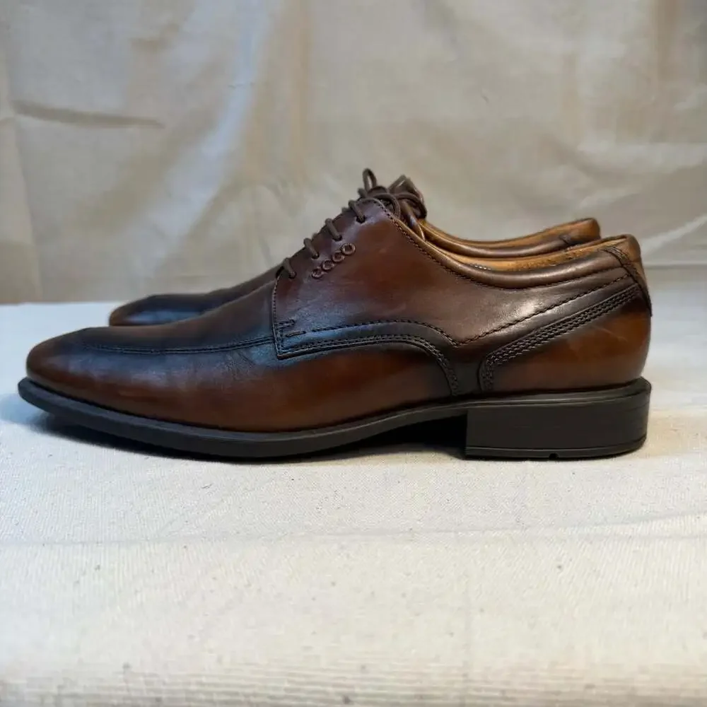 Ecco Cairo Apron Toe Tie Walnut Brown Leather Oxford